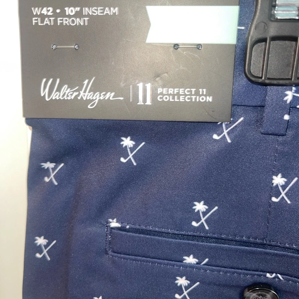NWT Walter Hagen Perfect 11 Collection Golf Shorts Sz 42 Navy‎ White